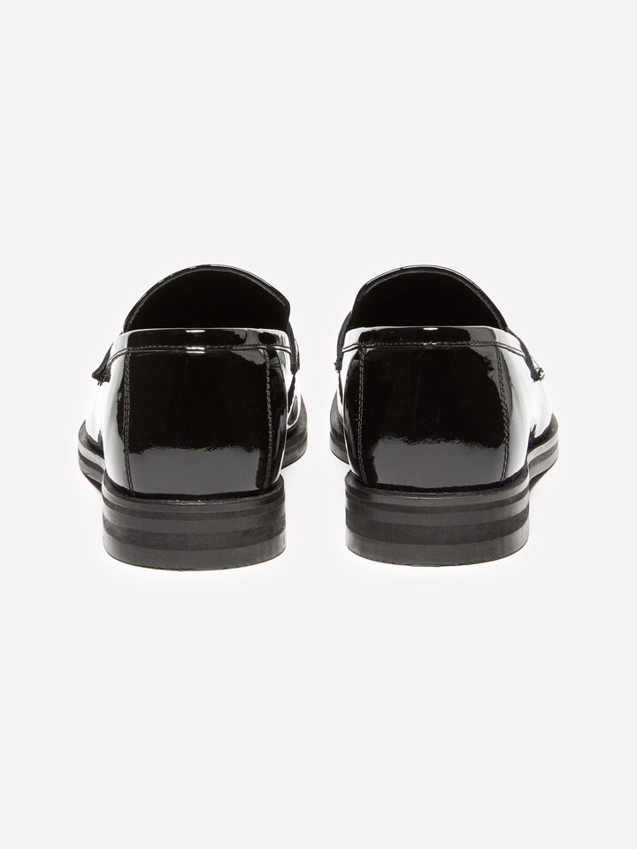 Black moccasins in 100% patent leather - women's flat shoes - Black | Sisley image number 3